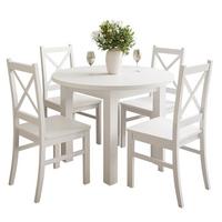 ESSZIMMERSET OLEA Tisch + 4 Stühle - Weiß, Holzwerkstoff (100/77/100cm) - Lookway