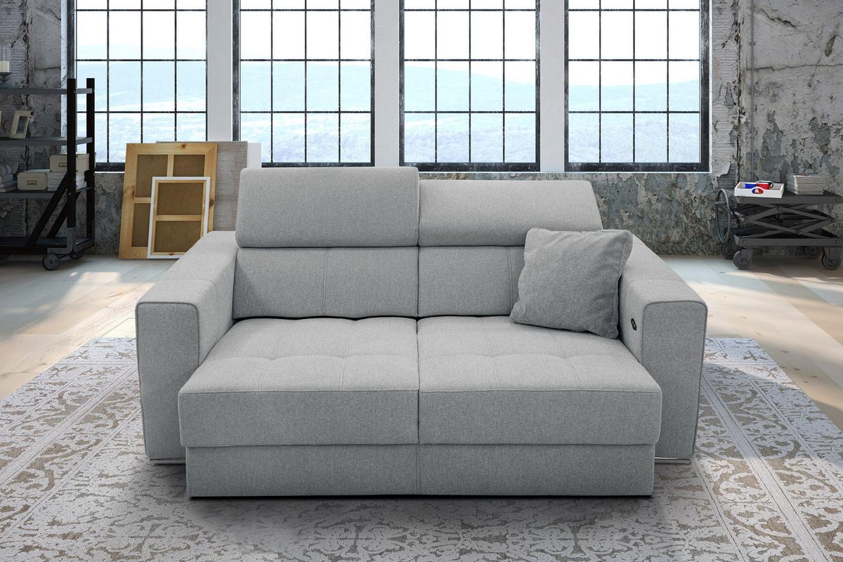 SOFA QUARTZ 3-Sitzer mit Ausziehsitz, silberfarben - Silberfarben, Holzwerkstoff/Textil (202/80/102cm) - Wozimo