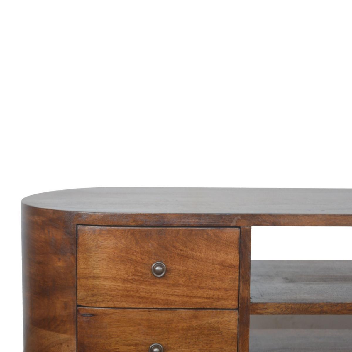 UNTERHALTUNGSMÖBEL in Kastanien-Finish,4 Schubladen, 2 Offene Regale, Beine im Nordischen Stil - Messingfarben/Braun, Holz/Metall (110/47/35cm) - Artisan Furniture