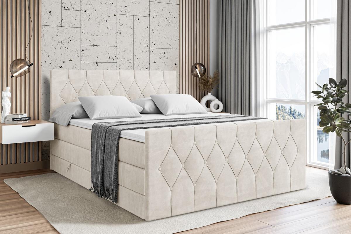 BOXSPRINGBETT VELANTO-Z KING - 120 x 200 - H3/H4 - Ecru - Ecru, Holzwerkstoff (120/200cm) - ALTDECOR