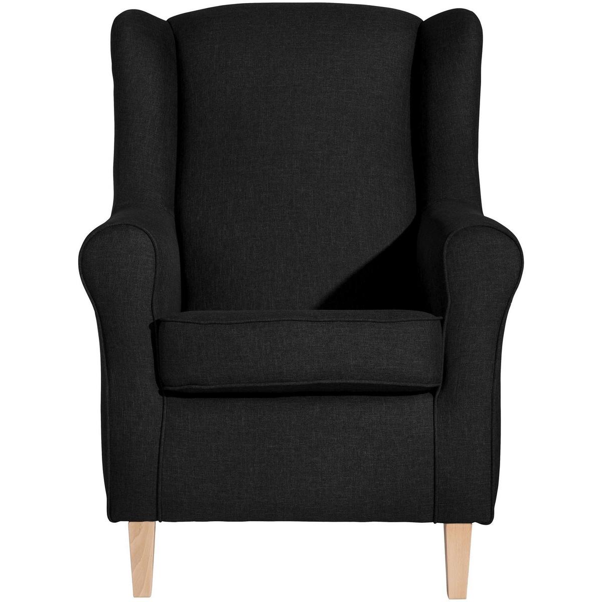 OHRENSESSEL Karlen Bezug Flachgewebe Buche natur / schwarz - Buchefarben/Schwarz, Kunststoff (86/103/77cm) - 58aufmkessel