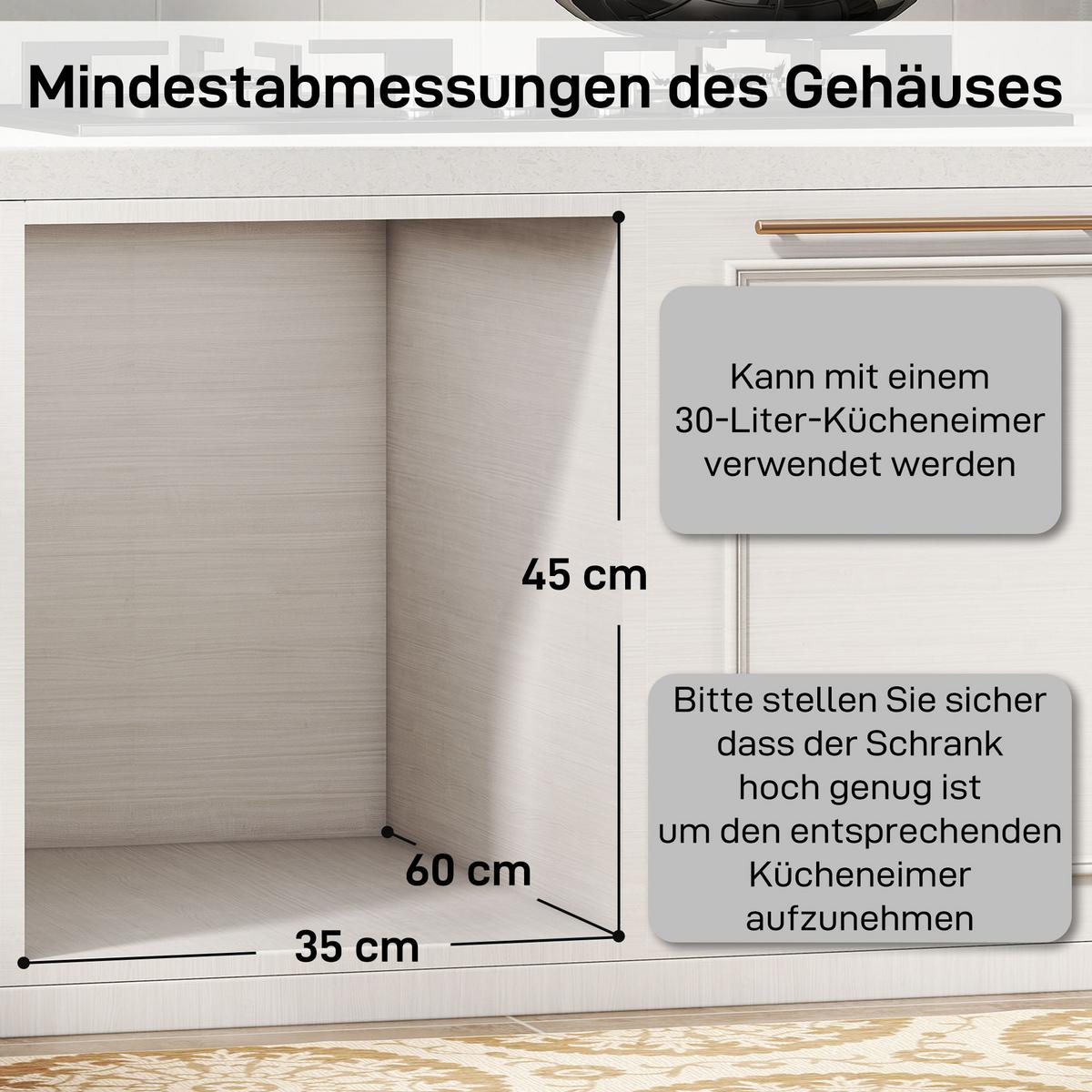 EINBAUMÜLLEIMER Kunststoff Metall Grau - Grau, Kunststoff (26/40.8/52cm) - HOMCOM