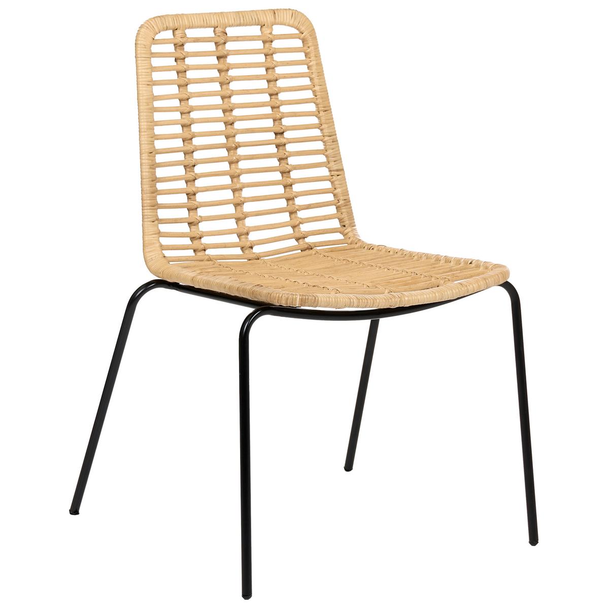 ESSZIMMERSTUHL 2er Set Rattan Naturfarben Taos - Naturfarben, Naturmaterialen (56/82/55cm) - Beliani