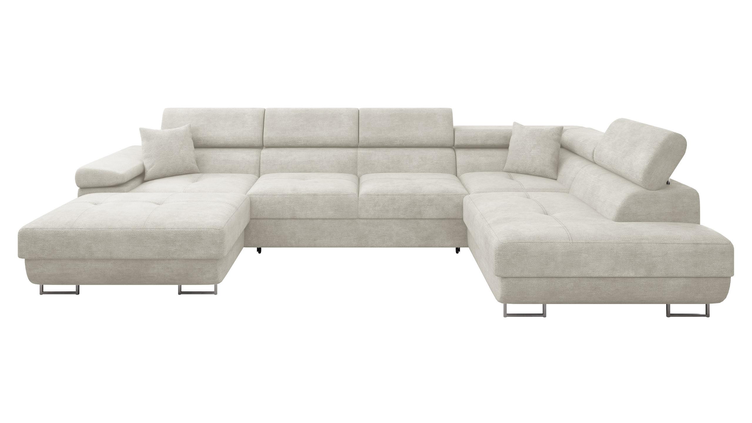 WOHNLANDSCHAFT Torezio Bis, Seite: Rechts - Creme, Holz/Textil (346/90/203cm) - MIRJAN24