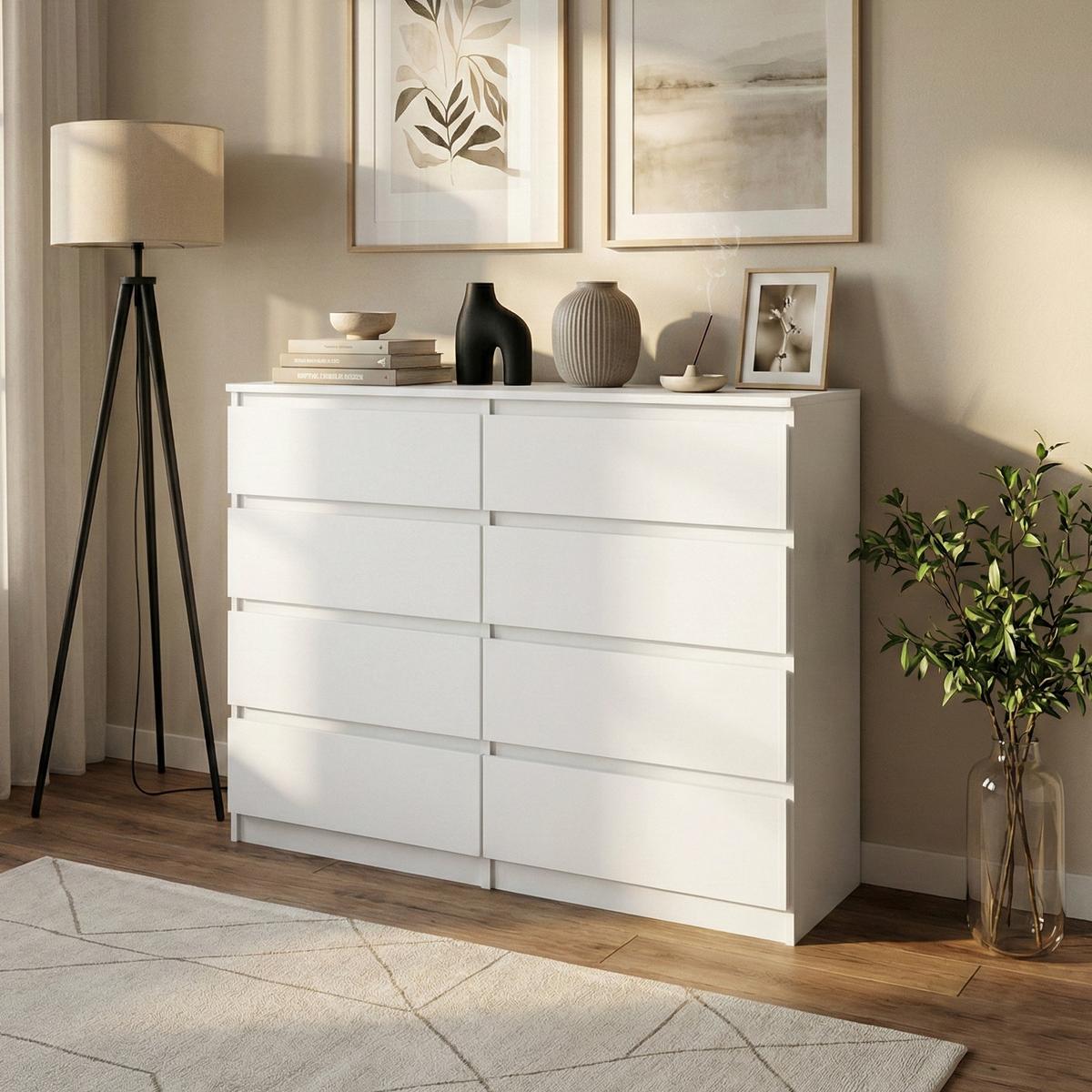 KOMMODE Lemon mit 8 Schubladen, 100 cm, Weiß matt - Weiß, Holzwerkstoff (100/97/40cm) - Beautysofa