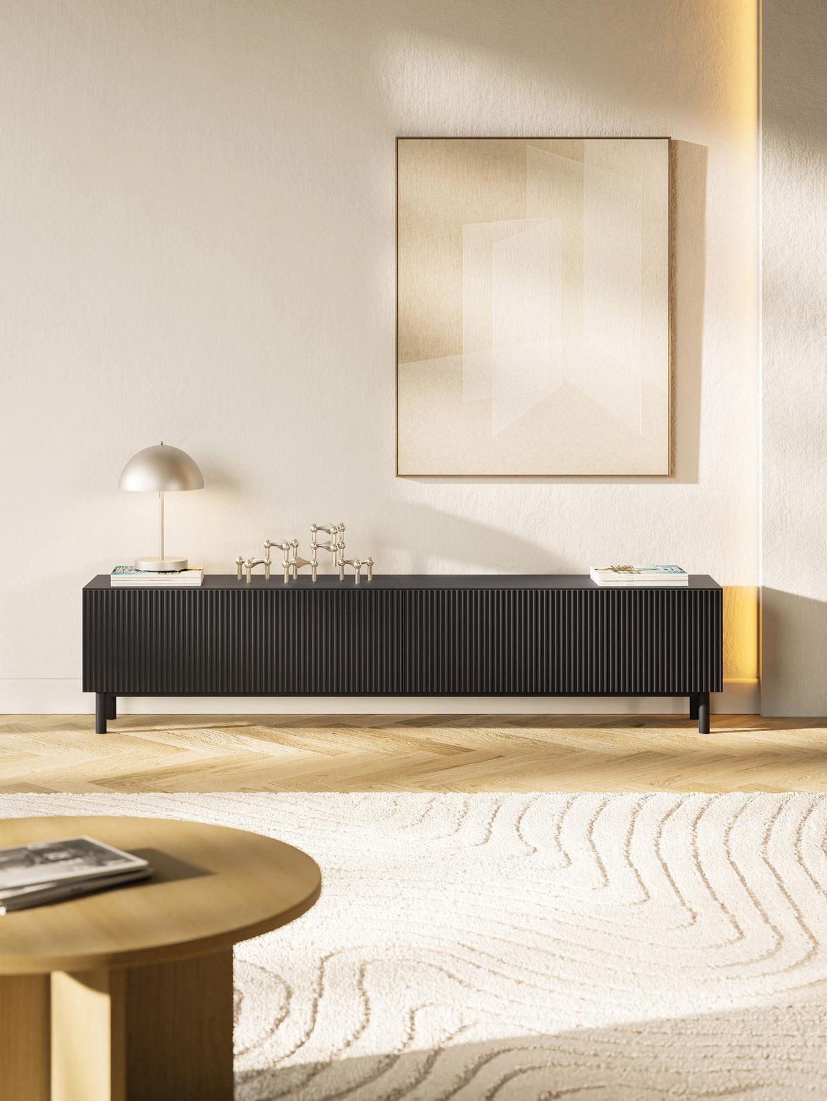 TV-LOWBOARD Veldio New Schwarz 175/46/32 cm - Schwarz, Holzwerkstoff/Metall (175.6/46.5/31.6cm) - Selsey