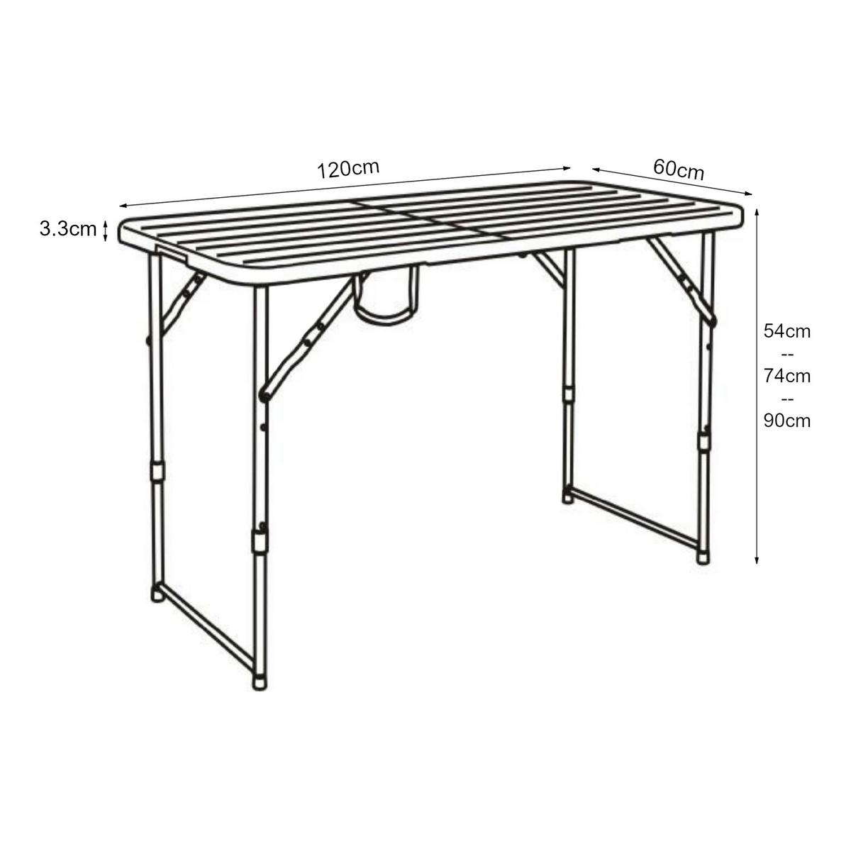 KLAPPTISCH Adelfia - Braun, Kunststoff/Metall (120/60/90cm) - [en.casa]