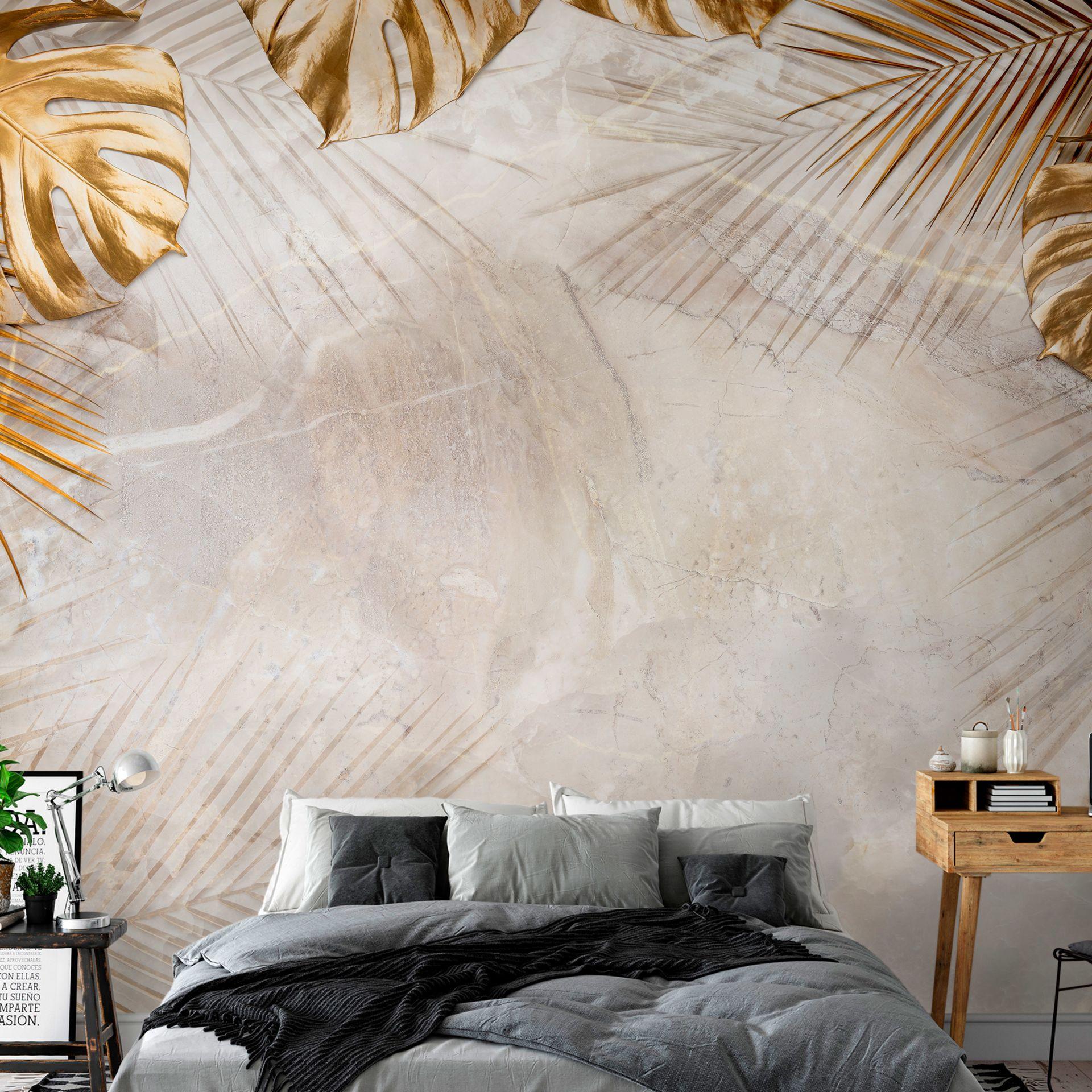 SELBSTKLEBENDE FOTOTAPETE 147/105 cm - Goldfarben/Grau, Kunststoff/Textil (147/1cm) - KUNSTLOFT