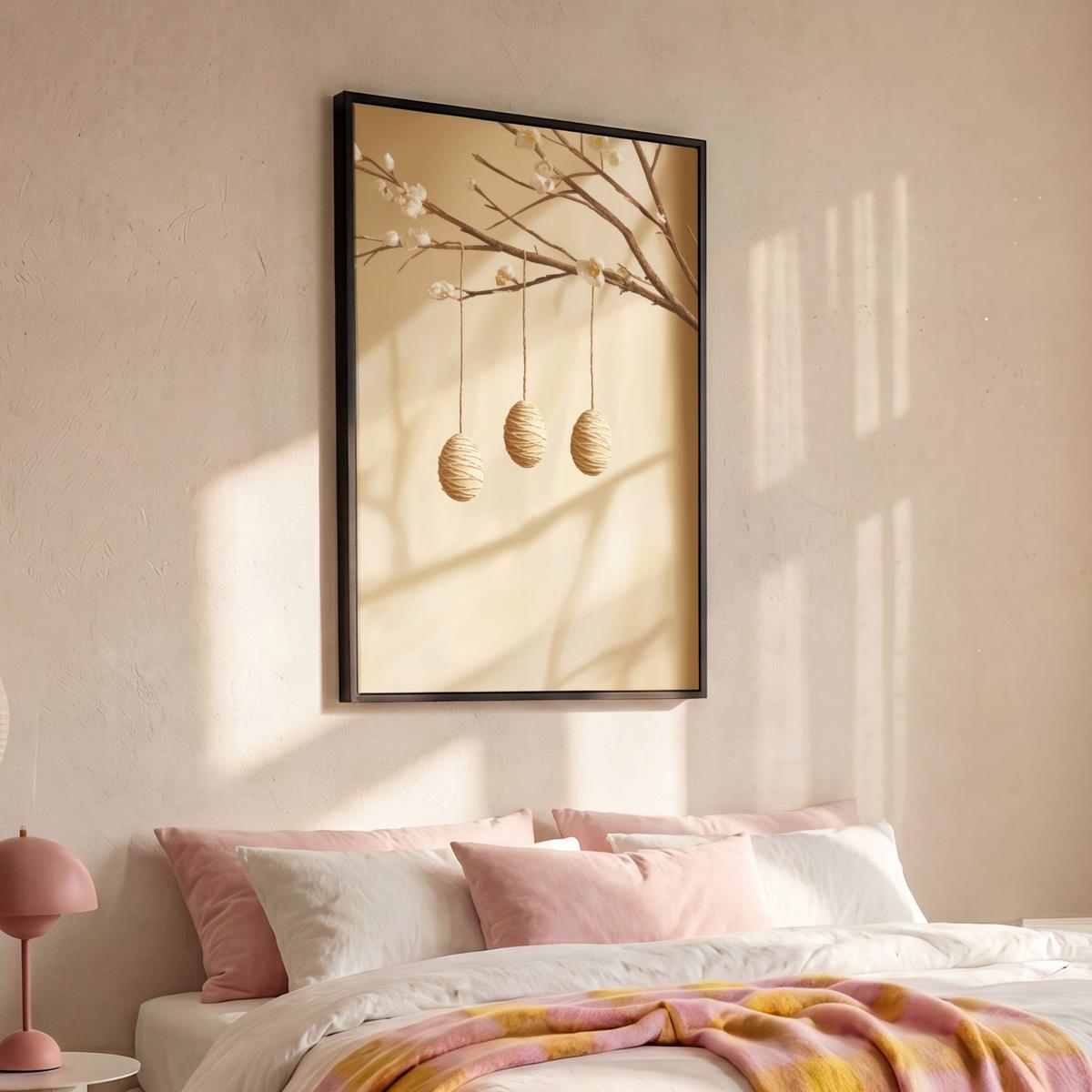 LEINWAND Bilder mit Rahmen - Beige - Osterkuchen - Eier - 100x150 - Beige, Textil (100/150cm) - MuchoWow