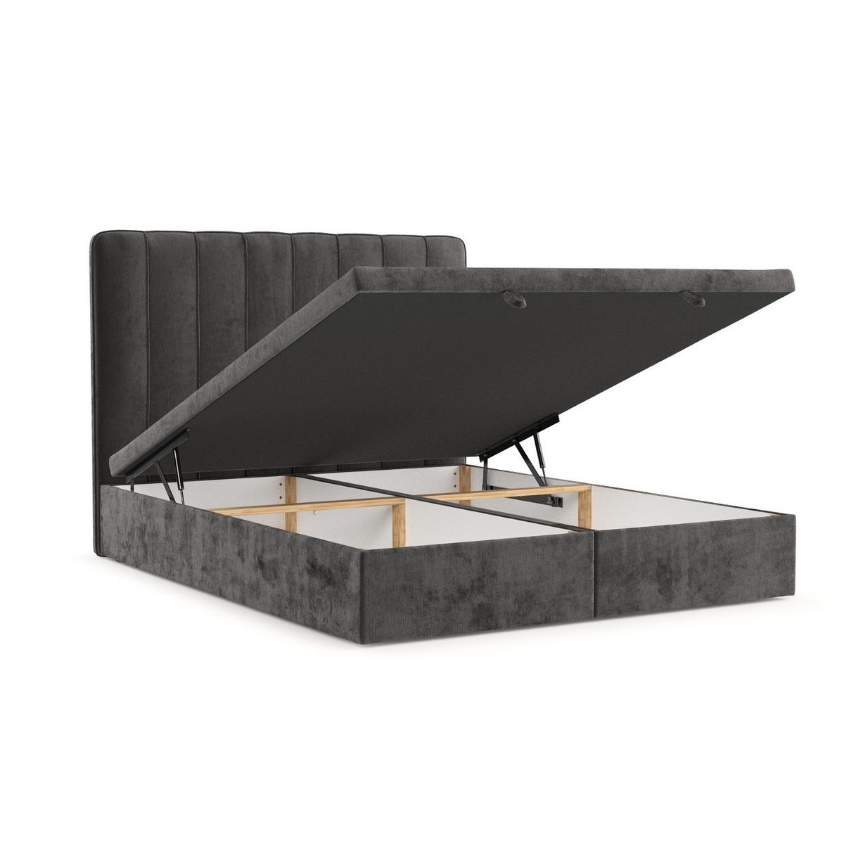 POLSTERBETT Vienna mit Stauraum 200/200 cm Stahl im Lotta Stoff - Graphitfarben/Schwarz, Holz/Holzwerkstoff (200/200cm) - AltaBeds
