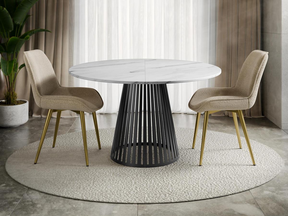 ESSTISCH ausziehbar Cone 100 - Schwarz/Weiß, Holzwerkstoff/Metall (100/100/76cm) - MIRJAN24