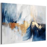 METALLBILD Gold - Blau - Aquarell - Kunst - Modern 30x20 cm - Hellblau, Metall (30/20cm) - MuchoWow
