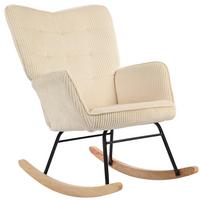 SCHAUKELSTUHL, Schaukelsessel mit Kordoptik, Armlehne für Wohnzimmer, Beige - Beige/Naturfarben, Buchenholz/Textil (98/101/71cm) - HOMCOM