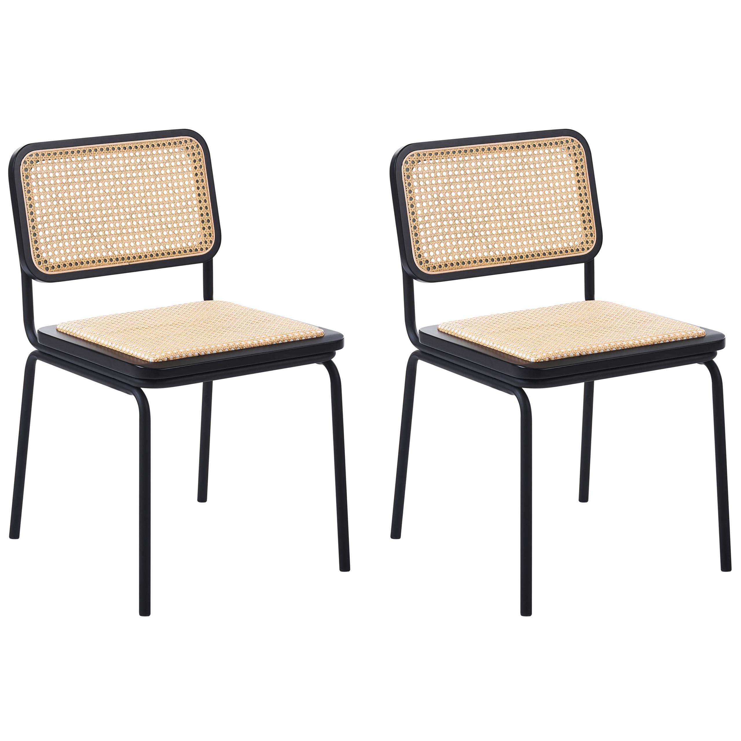 ESSZIMMERSTUHL 2er-Set Polyrattan Schwarz Corvallis - Schwarz, Kunststoff (48/83/58cm) - Beliani