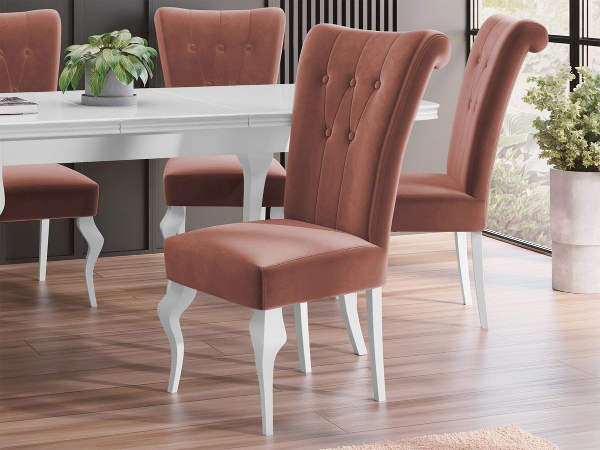 POLSTERSTUHL Frigene 01 - Rosa/Weiß, Holz/Textil (52/100/70cm) - MIRJAN24