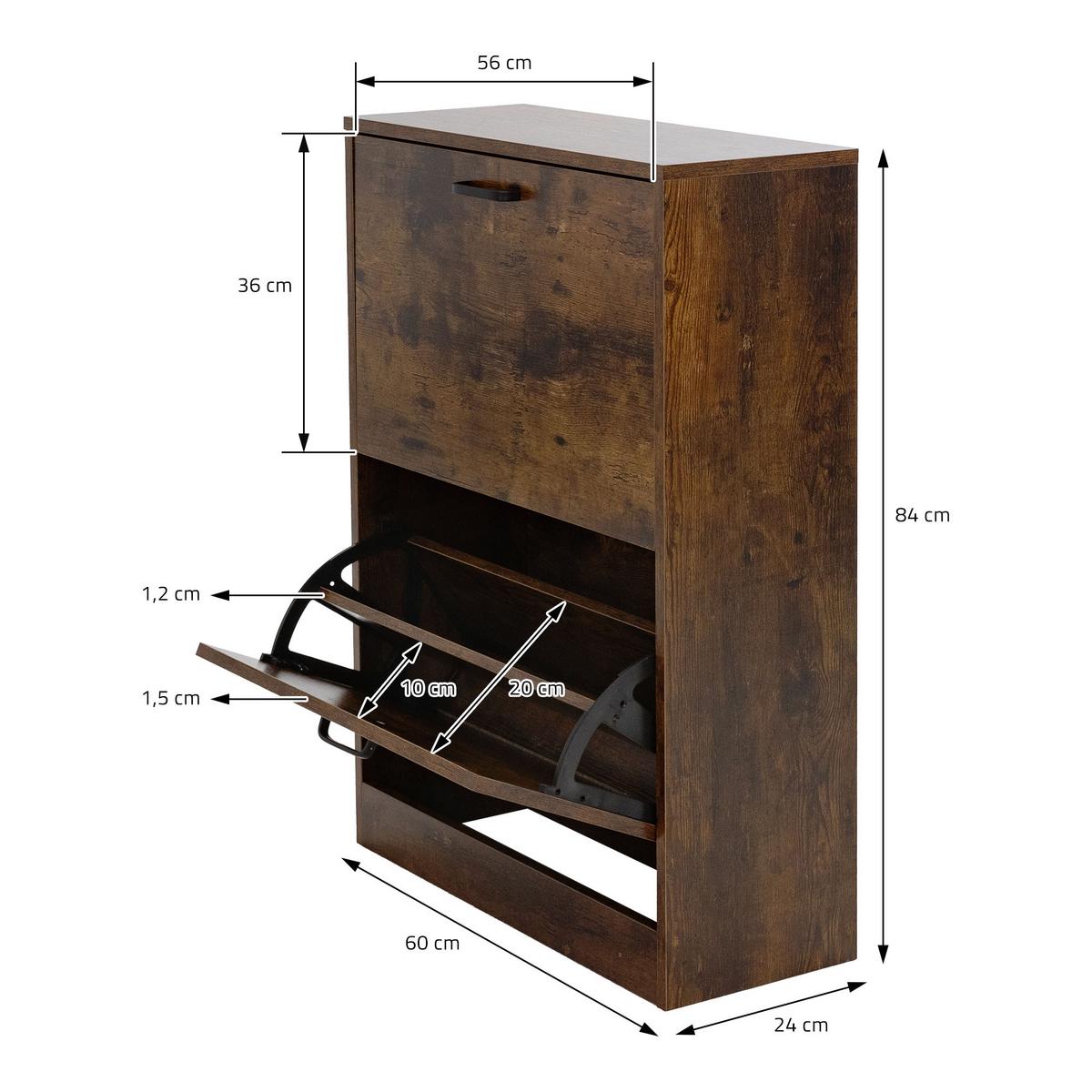 SCHUHSCHRANK - Dunkelbraun, Holzwerkstoff (24/84/60cm) - ML-DESIGN