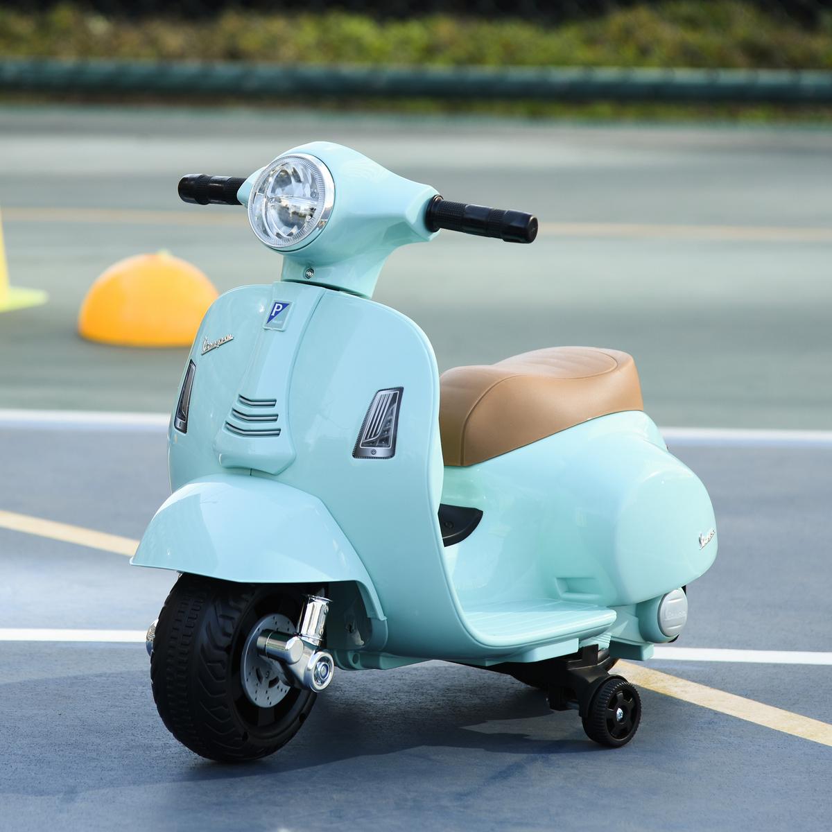 VESPA Elektromotorrad Kindermotorrad Elektrofahrzeuge 18 bis 36 Monate Grün - Grün, Metall (66.5/38/52cm) - HOMCOM