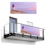 BALKON-SICHTSCHUTZ Leuchtturm - Dünen - Sonnenuntergang Witterungsbeständig 200x90 cm - Hellrosa, Kunststoff (200/90cm) - MuchoWow