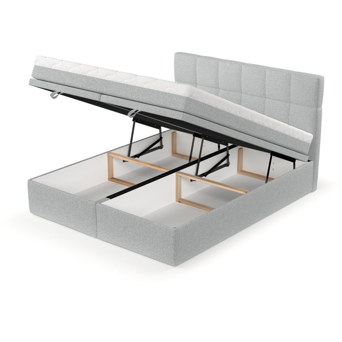 BOXBETT Elano 200/200 cm Hellgrau im Riva Stoff - Hellgrau/Schwarz, Holz/Holzwerkstoff (200/200cm) - AltaBeds
