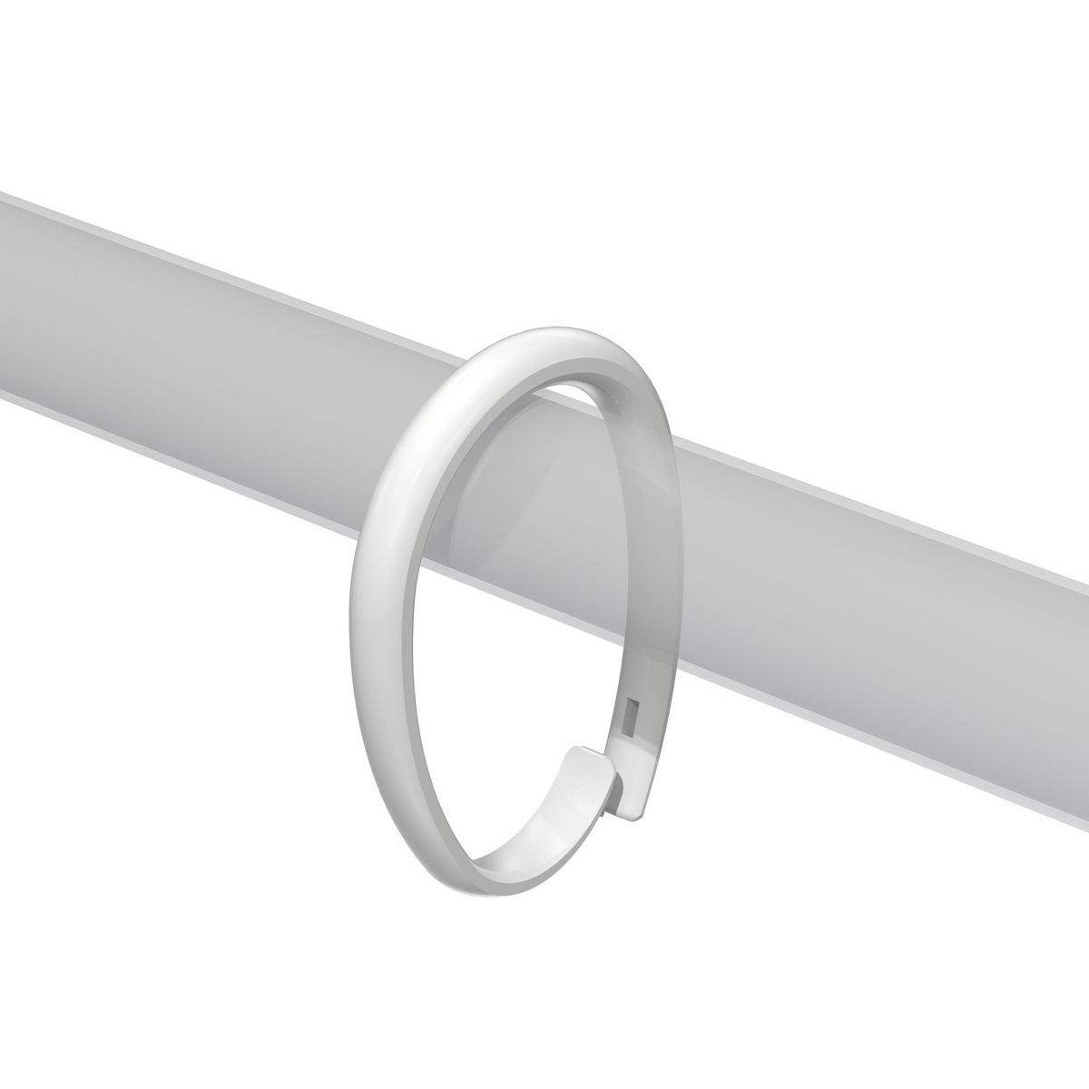 DUSCHVORHANGRINGE verschließbar 65/49 mm für Duschvorhangstange / Spannstange, Weiß, Packung 10 Stück - Weiß, Kunststoff (35cm) - INTERDECO