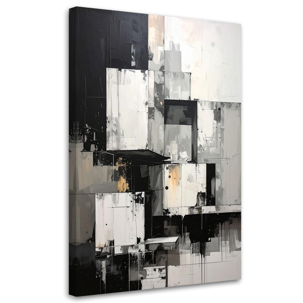 BILD auf Leinwand, Moderne Abstrakt in Schwarz und Weiß - Schwarz, Textil (80/120cm) - Feeby
