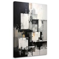 BILD auf Leinwand, Moderne Abstrakt in Schwarz und Weiß - Schwarz, Textil (80/120cm) - Feeby