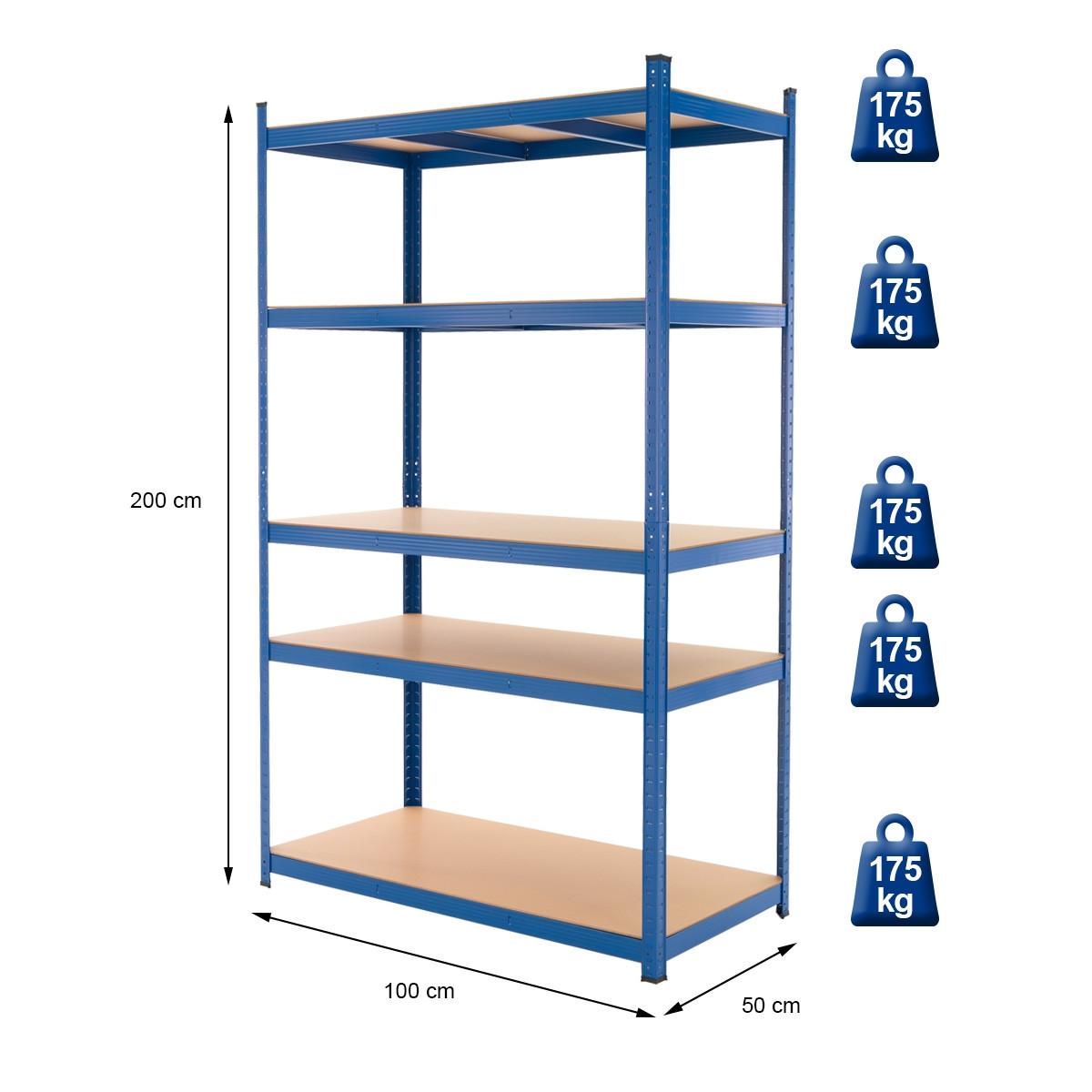LAGERREGAL 2er Set - Blau, Metall (50/200/100cm) - ECD-Germany