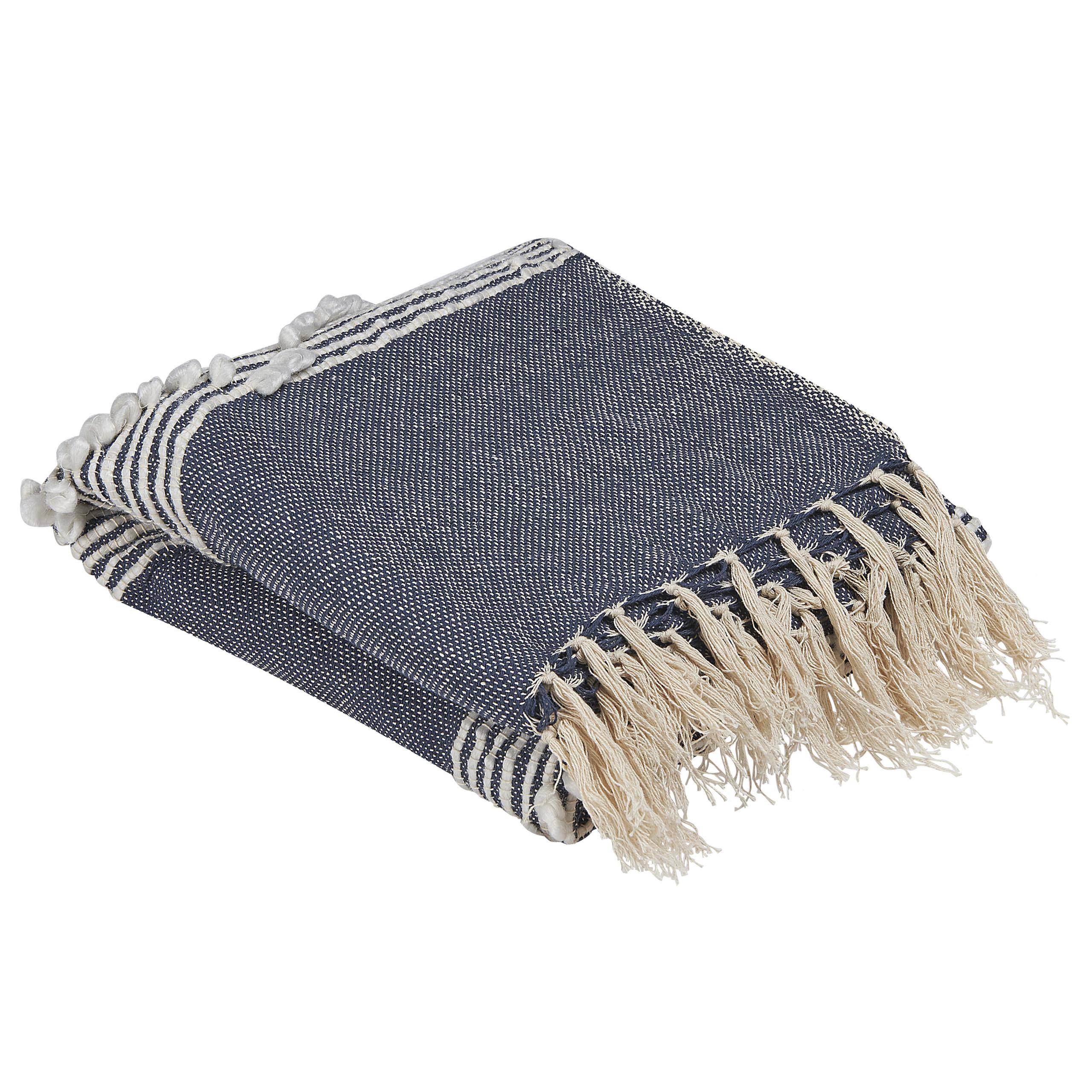 DECKE Dunkelblau Nemli 155/130 cm - Dunkelblau, Textil (130/150cm) - Beliani