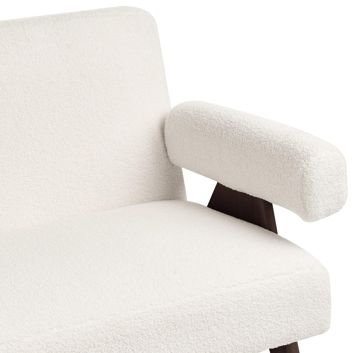 2-SITZER-SOFA Bouclé Cremeweiß/Dunkelbraun Tamre - Creme, Textil (148/79/78cm) - Beliani