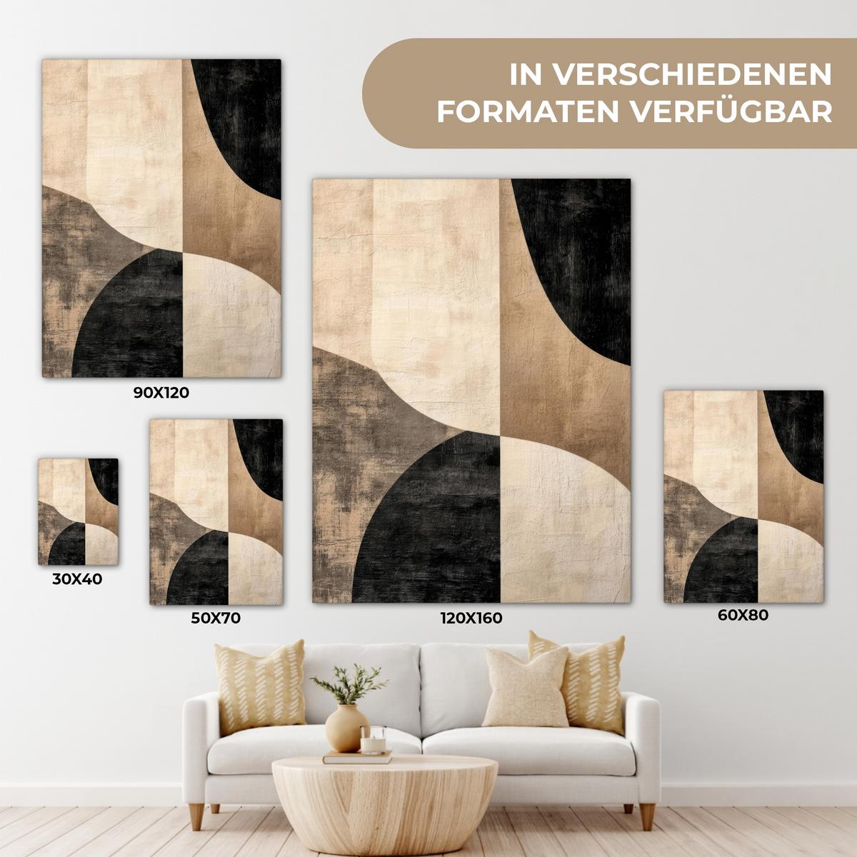 LEINWANDBILD Abstrakt - Flugzeuge - Schwarz - Rund Room Decor 30x40 cm - Beige, Textil (30/40cm) - MuchoWow