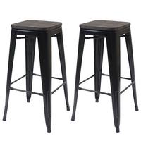 BARHOCKER Schwarz 2er-Set - Schwarz, Holz (42/76/42cm) - MCW