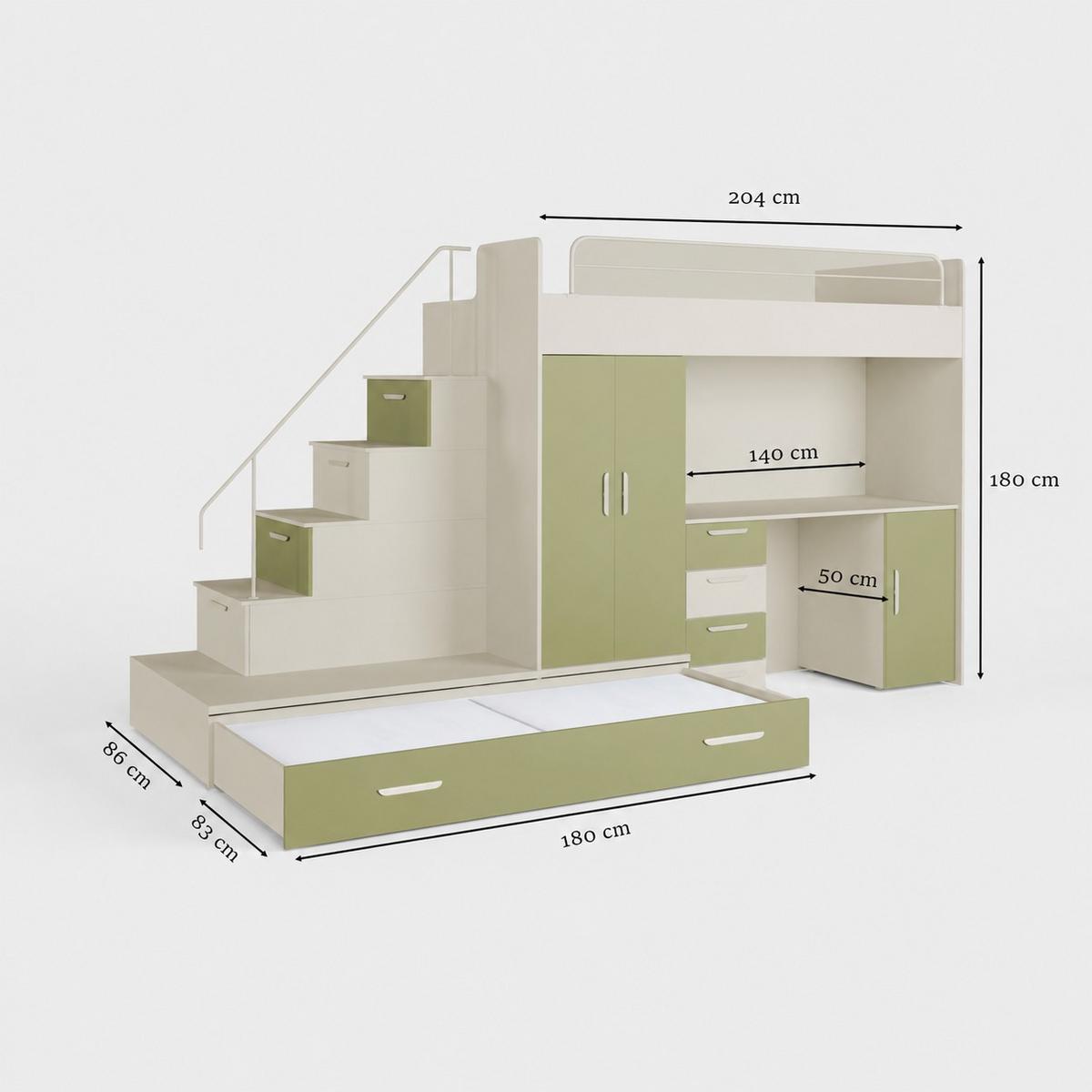 KASCHMIR Kinderset RAJ 5 MAT - Kaschmir/Olivgrün, Holzwerkstoff (320/180/86cm) - Lookway