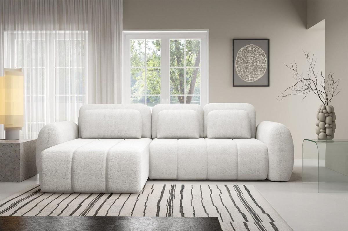 ECKSOFA Caria Mit Schlaffunktion - Weiß, Holzwerkstoff/Textil (304/190cm) - Fun Möbel