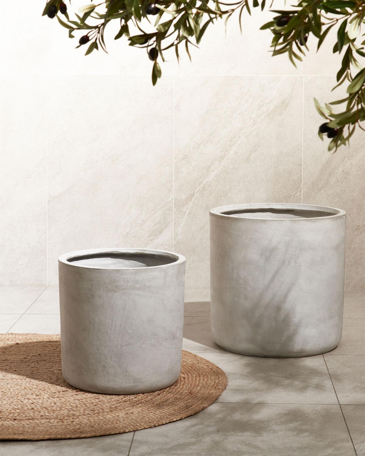 BLUMENTOPF Grau Messene - Grau, Naturmaterialien (42cm) - Beliani