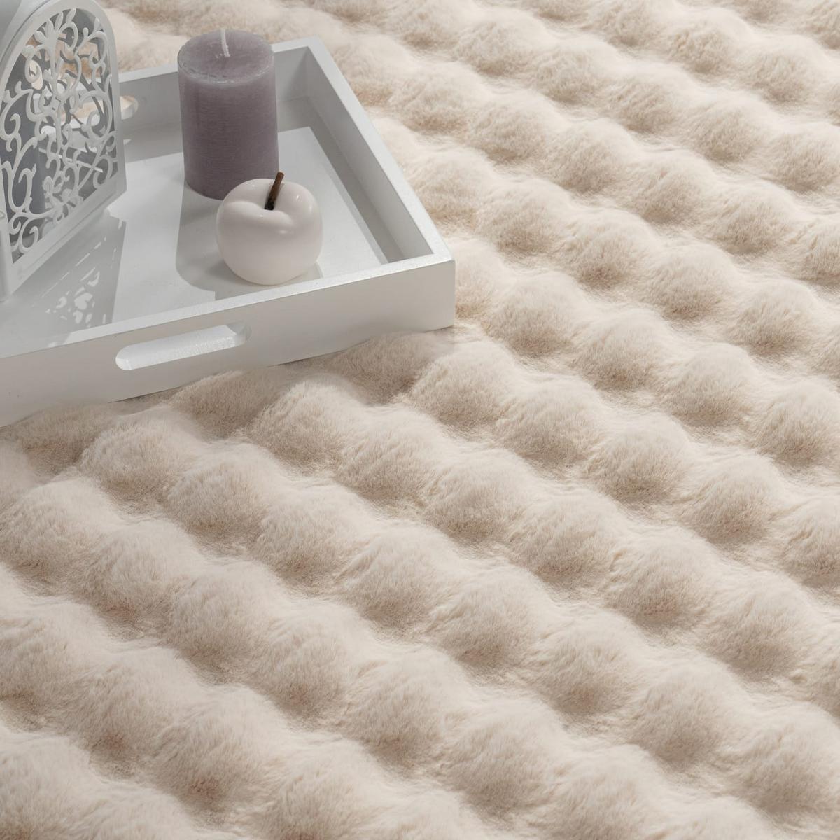 HOCHFLORTEPPICH, mit Struktur, aus Polyester, Creme, 120 x 160 cm - Beige, Textil (160/120cm) - KADIMA DESIGN