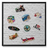 MAGNETTAFEL 50x50 cm Schwarzer Rahmen Ziegelwand Helle Wand - Grau, Metall (50/50/0.4cm) - TULUP