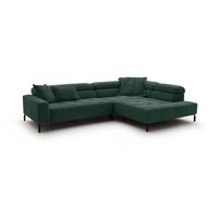 ECKSOFA MIT MOTORISCHEM SITZVORZUG OHIO Smaragdgrün Cord Relaxfunktion - Smaragdgrün/Schwarz, Textil/Metall (311/219cm) - KAWOLA