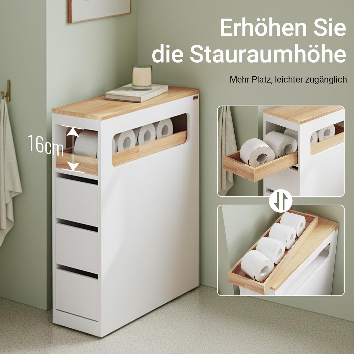 NISCHENREGAL mit Rollen, Weiß - Weiß, Holz/Holzwerkstoff (23/82/65cm) - SoBuy