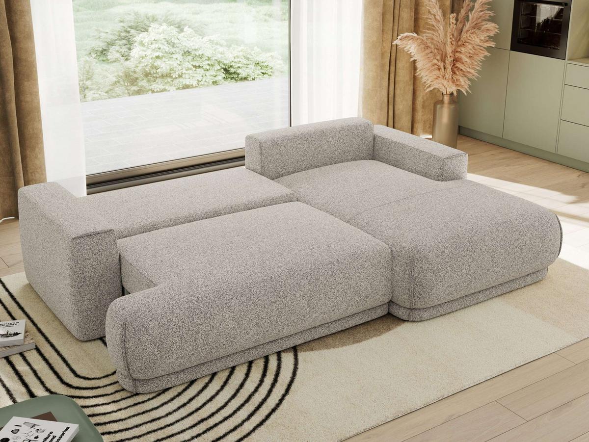 ECKSCHLAFSOFA RINA L Hellgrau Strukture - rechts - Hellgrau/Schwarz, Kunststoff/Textil (170/267cm) - MKS