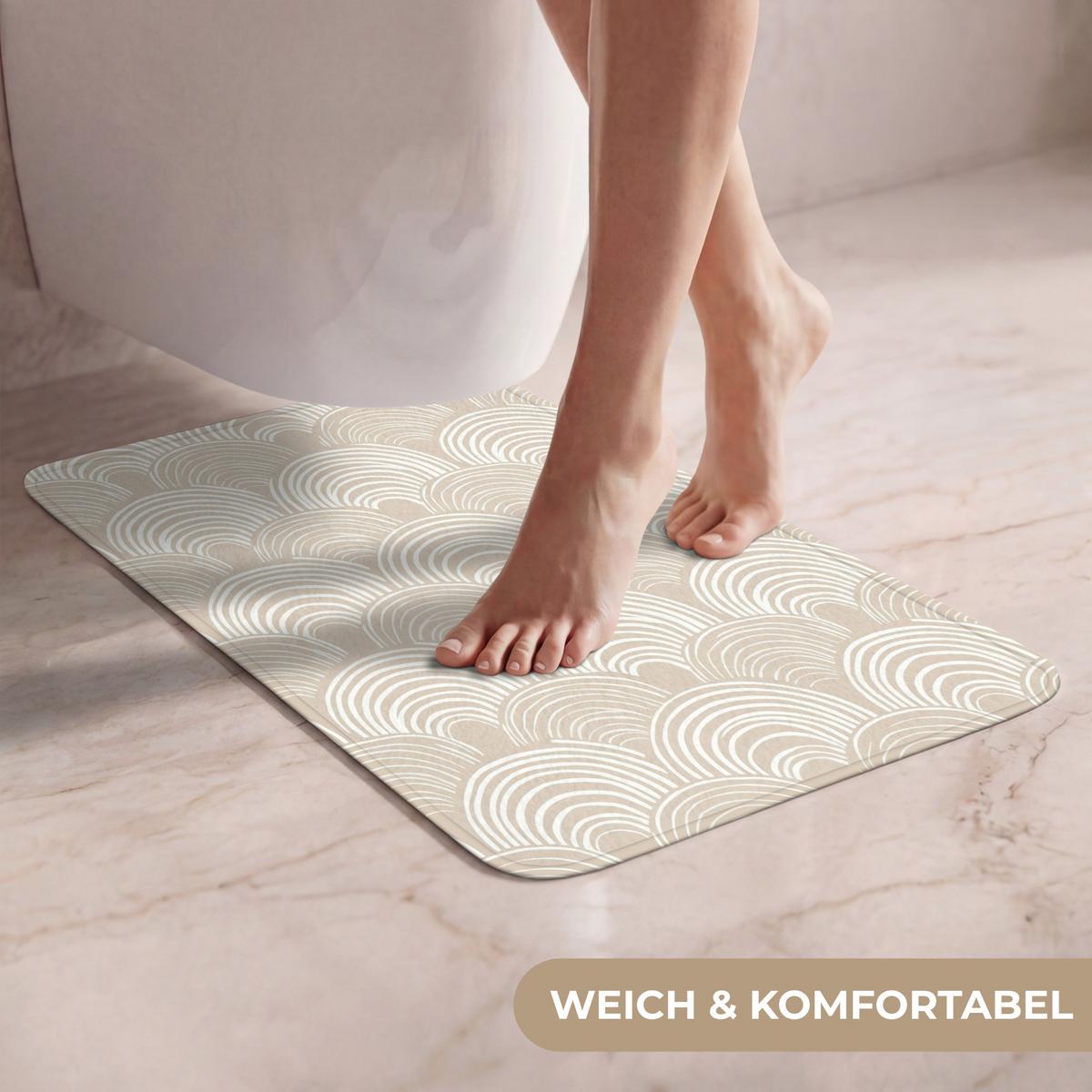WC-VORLEGER Wellen - Textur - Beige WC Teppich 40x60 cm - Kaschmir, Textil (40/1cm) - OnlyWow