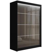 KLEIDERSCHRANK PEKA III mit LED - 120 cm - Schwarz|Grau - Schwarz/Grau, Holzwerkstoff (120/215/61cm) - ALTDECOR