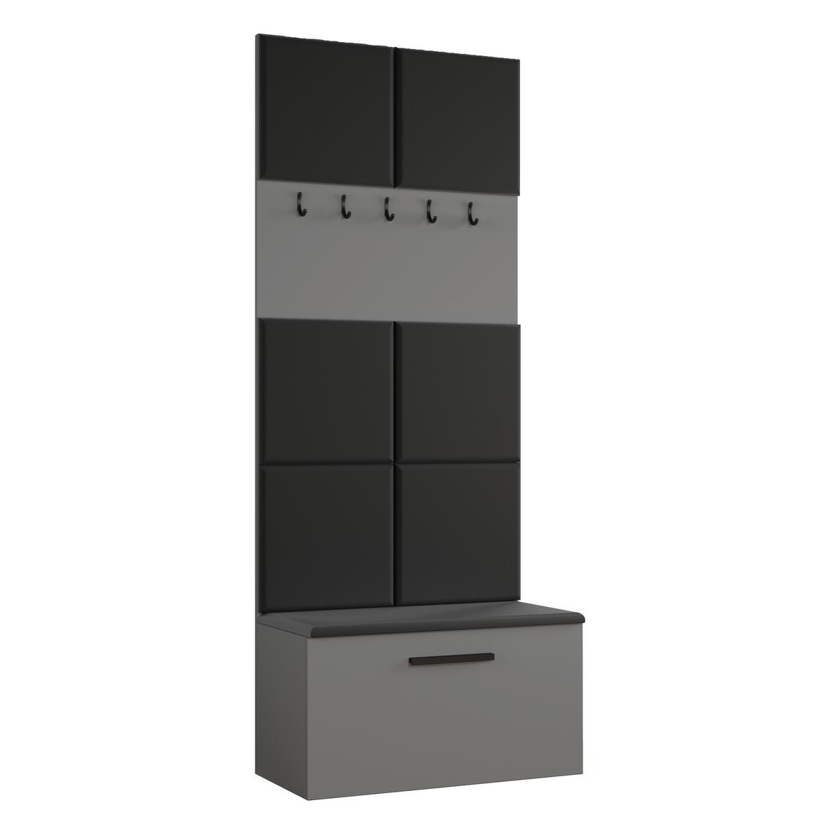 GARDEROBENSCHRANK MODULO 161,2/204/40 cm Modern Garderobe-Set Grau - Schwarz/Grau, Holzwerkstoff (161.2/204/40cm) - MASSENO