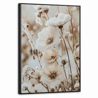 LEINWAND Bilder mit Rahmen - Blumen - Winter - Weiß - Schnee - Beige - 60x80 - Creme, Textil (60/80cm) - MuchoWow