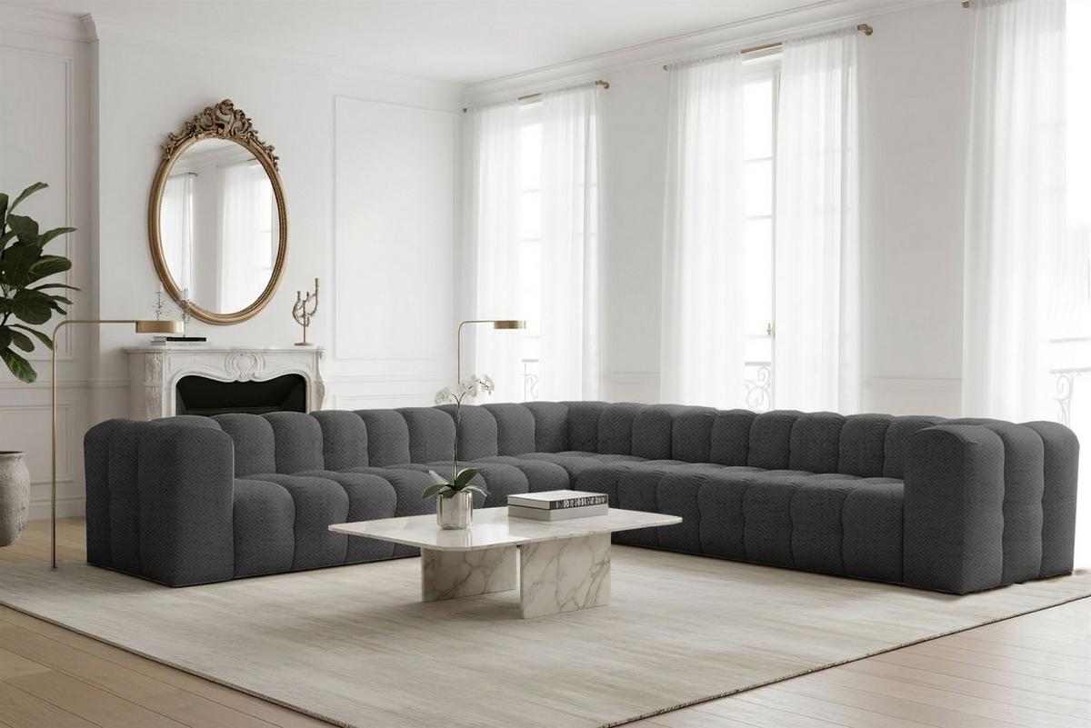 ECKSOFA Solvie Xl In Moly - Anthrazit, Holzwerkstoff/Textil (330/330cm) - Fun Möbel