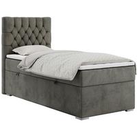 BOXBETT PERA 90/200 Dunkelgrau Velvet - H4 - Links Seite - Dunkelgrau, Holz/Textil (90/200cm) - MKS