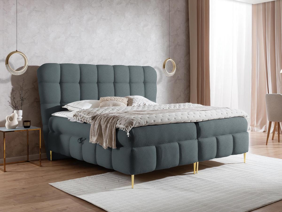 BOXBETT Lolly - H3 - Dunkelgrau/Goldfarben, Holz/Textil (120/200cm) - MIRJAN24