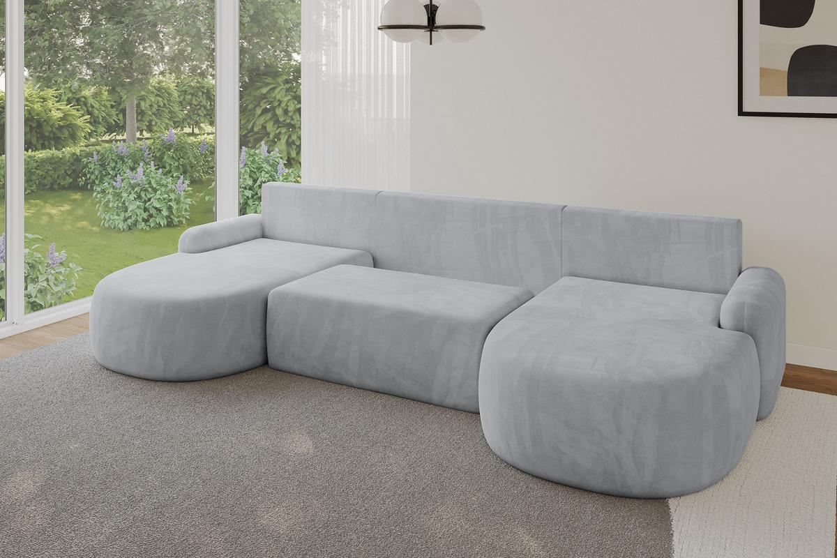 WOHNLANDSCHAFT mit Schlaffunktion und Bettkasten LIRA-U - 335x172x89 Grau - Greige, Holzwerkstoff/Textil (335/89/172cm) - ALTDECOR