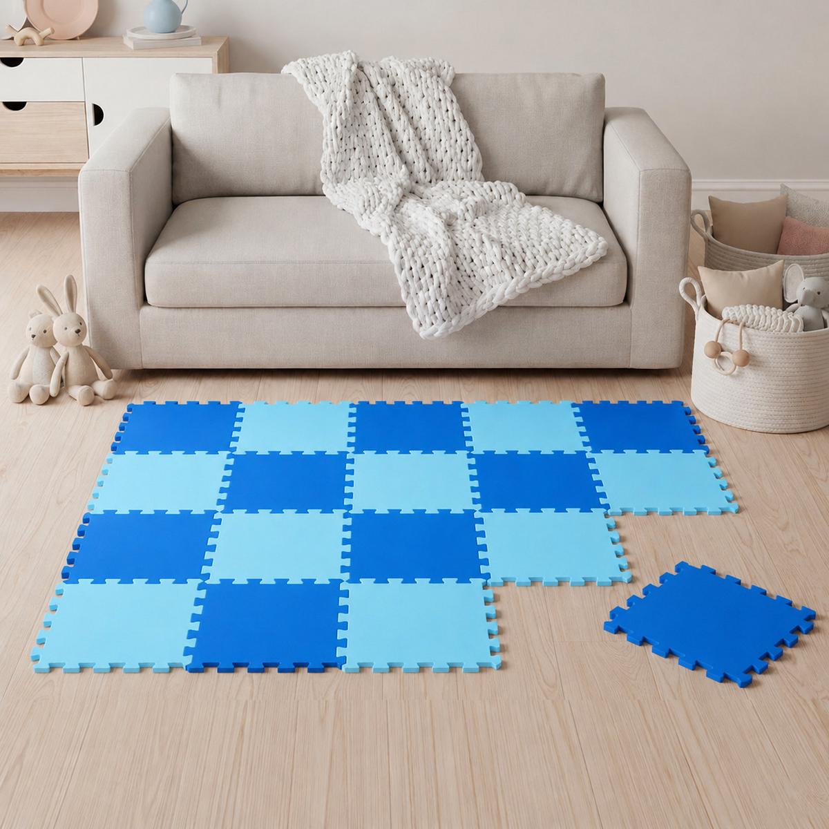 SPIELMATTE ab Null - 180/90/1 cm Puzzlematte Blau - Blau, Kunststoff (30/30cm) - Littletom