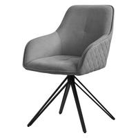 ESSZIMMERSTUHL drehbar Grau Webstoff - Schwarz/Grau, Textil/Metall (61/84.5/57cm) - ML-DESIGN