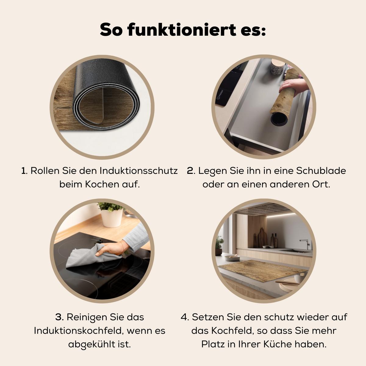 HERDABDECKPLATTE Holz - Braun - Holzoptik Ceranfeldabdeckung 90x52 cm - Eichefarben, Kunststoff (90/52/0.2cm) - MuchoWow